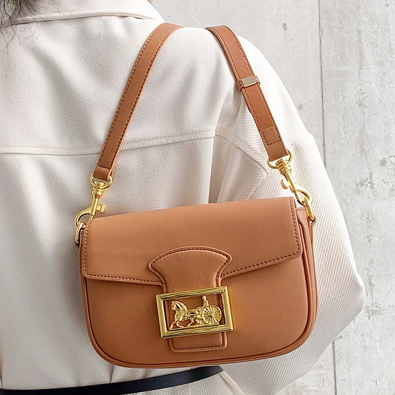 

2021 New Fashion Famous Luxury Brand Ladies High Quality 100% Leather Retro Saddle Bag Cross Body Shoulder Bag Sac Luxe Femme Cc