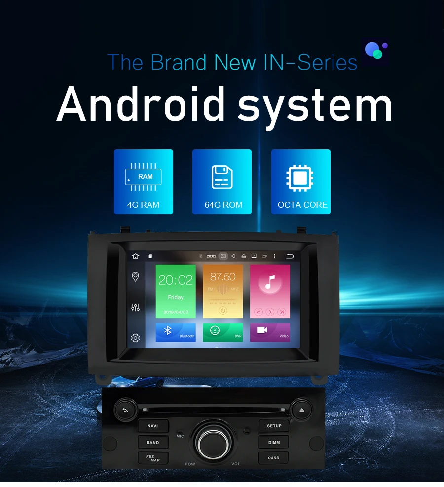 4G ram Android 9,0 автомобильный dvd-плеер Мультимедиа Стерео для peugeot 407 2004 2005 2006 2007 2008 2009 2010 авто радио gps навигация