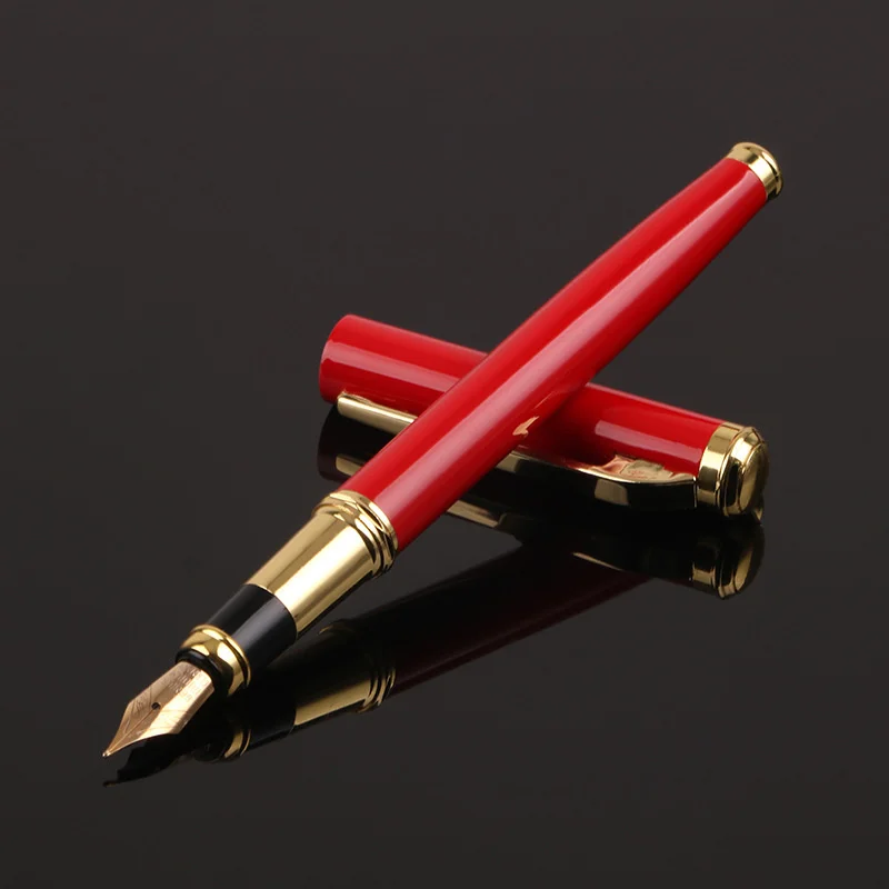 

1pcs Luxury Fountain Pen Office&school Stationery Supplies Writing Ink Gift Calligraphy Steel Black Red Pen 0.5mm 03949