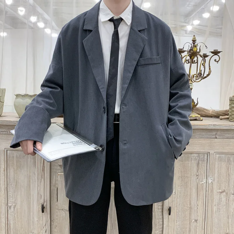 

2020 Autumn And Winter New Youth Popular Men's Korean Style Solid Color Chest Small Pocket Suit Fashion Casual Top S-XL