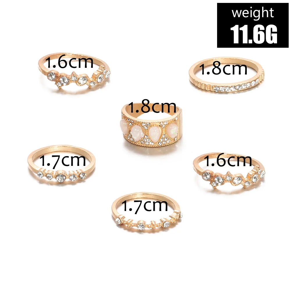 Женский винтажный комплект колец с опалом и кристаллами регулируемые кольца