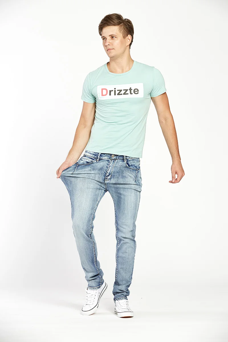Джинсы Drizzte мужские стрейчевые брендовые модные облегающие брюки из денима синие