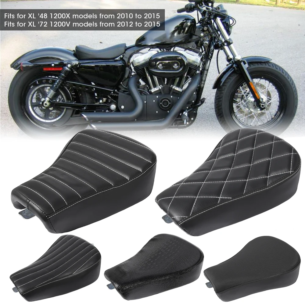 

5 Models Black Motorcycle Front Driver PU Leather Pillow Solo Seat Cushion For Harley Sportster Forty Eight XL1200 883 72 48