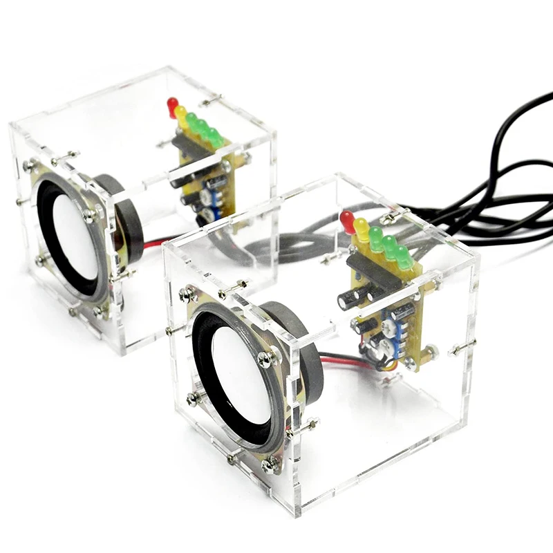 Мини электронный прозрачный стерео динамик коробка DIY Kit усилитель звука для Arduino