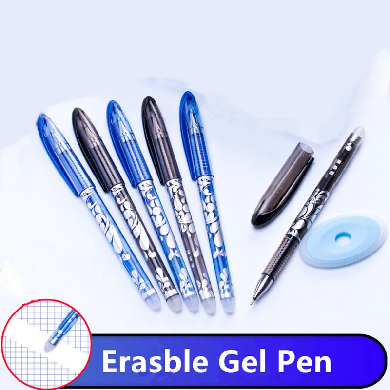 Erasable Pen Set 0.5mm Needle Tip Gel Ink Pens Refills Rods Write Erase Washable Handle For School Office Supplies | Канцтовары для