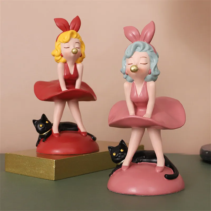 

WU CHEN LONG European Luxurious Bubble Girl Statue Creative Living Room Bedroom Desktop Sculpture Home Decor Figurines A2919