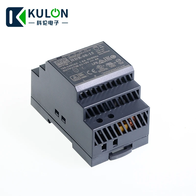 Оригинал MEAN WELL HDR-60-15 15 в 60 Вт 4A meanwell ступенчатая форма DIN Rail источник питания |
