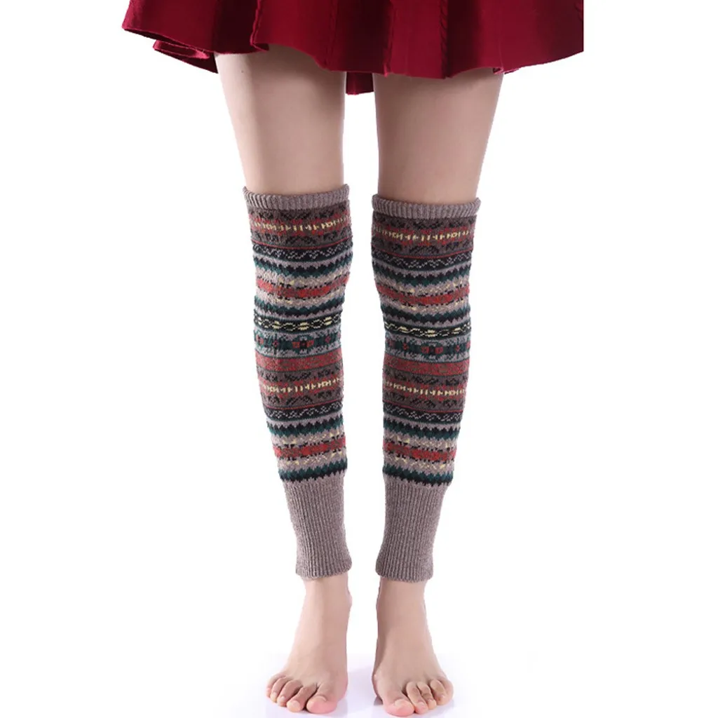 Khaki Женские носки, зимние Компрессионные носки, повседневные, Boho, вязаные,, гетры, носки, свободные, Skarpetki Sokken - Цвет: Khaki