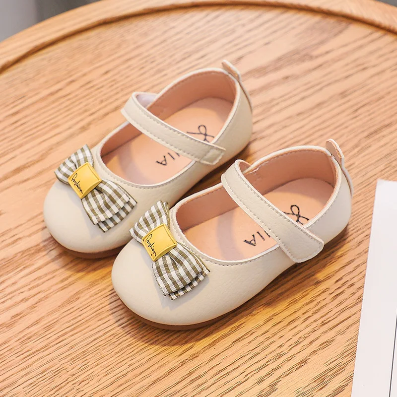 Girls Leather Shoes for Kids Sweet Wedding Show School Dress Flats Light Children Leisure shoe with bow SM111|Кожаная обувь| |