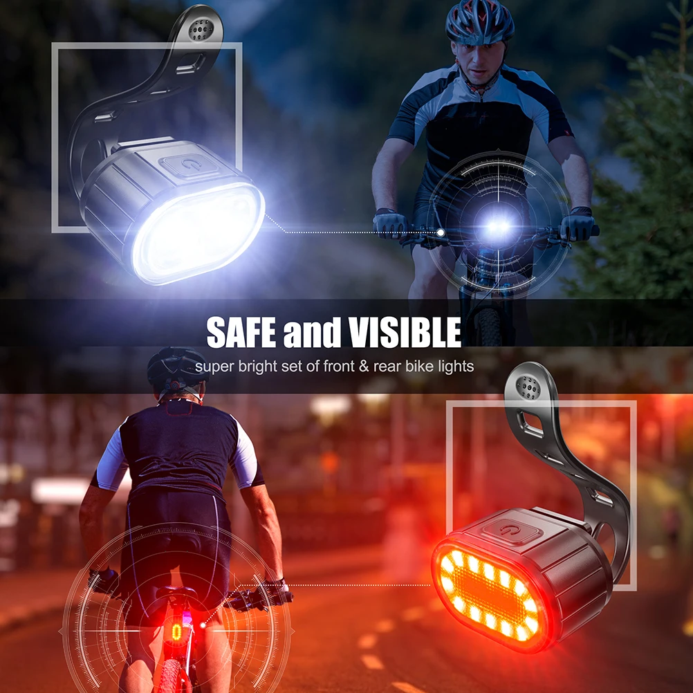 

Bicycle Light Front Headlight+Rear Taillight USB Rechargeable Bike Lights 300 Lumens Bicycle LED Lights Bicycle Flashlight Light