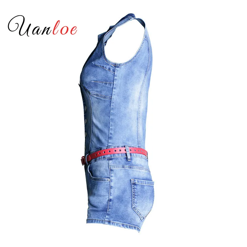 20108 летние пикантные джинсовый комбинезон с поясом для женщин размера плюс
