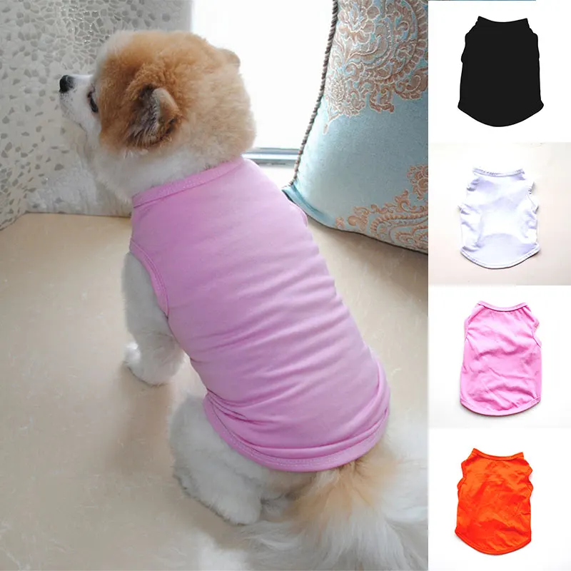 Summer Dog T-shirt Black White Vest Pet Supplies Clothes Cute Sweet Solid Color Comfortable Orange Pink Thin Shirts 2020 | Дом и сад