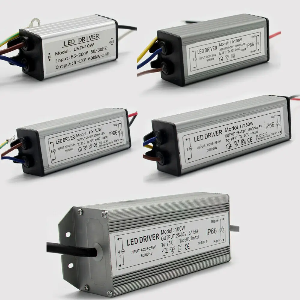 Светодиодный водонепроницаемый трансформатор 10 Вт 20 30 50 100 Вт|Трансформаторы