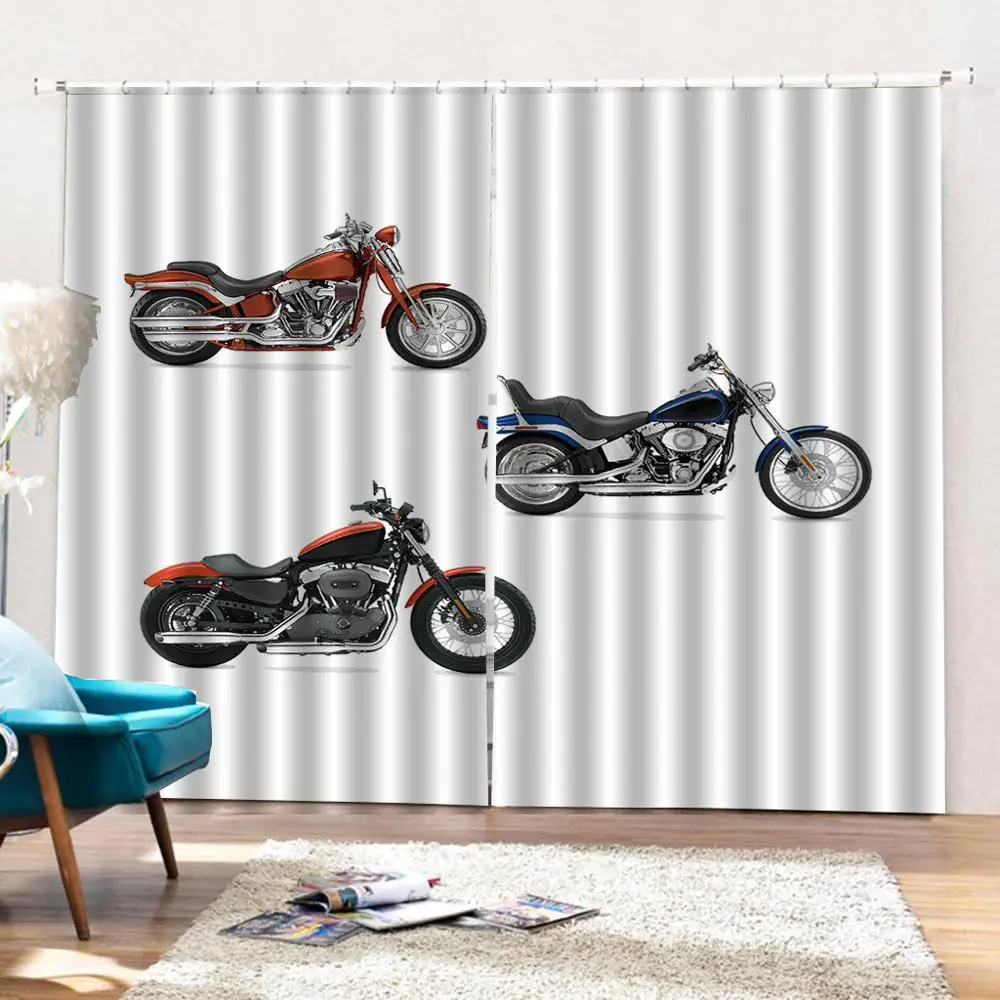 Индивидуальные мотоциклетные оконные занавески Иллюстрация трех мотоциклов