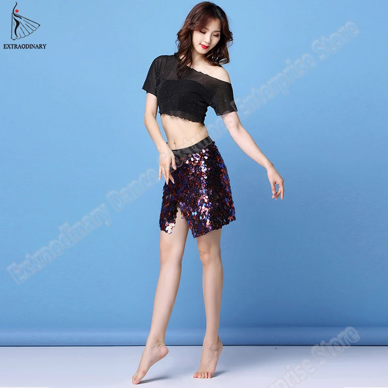 Женский топ для танца живота тренировочный набедренный платок с блестками