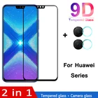 Закаленное стекло 2 в 1 9D для Huawei Honor 8s 8x 8c 9Lite, Huawei y5 y6 y7 Pro 2019, защитная пленка для задней панели камеры