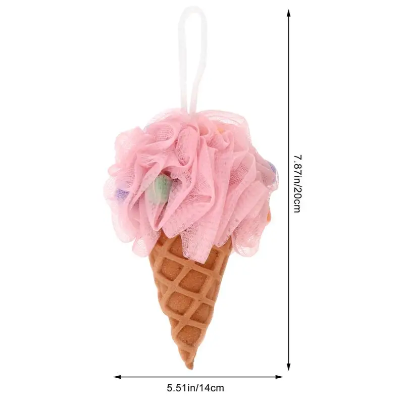 

3pcs Bath Shower Sponge Balls Ice Cream Shape Bathing Sponge Cleaning Shower Scrubber Body Scrubber Exfoliating Bath Sponges