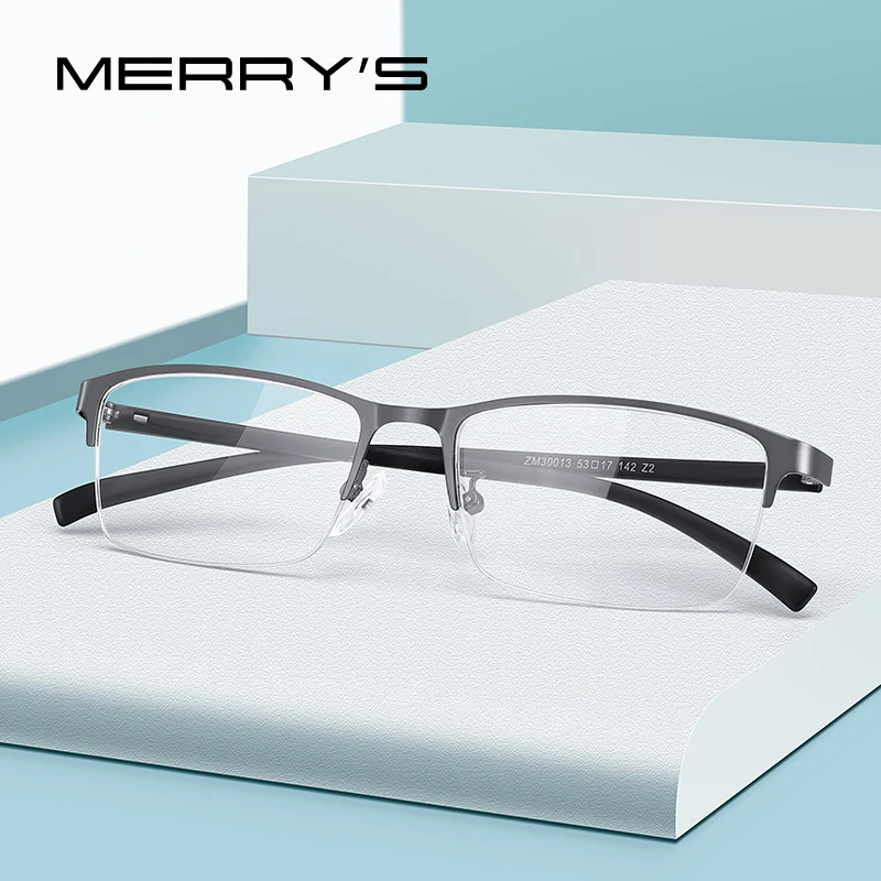 

MERRYS дизайн Для мужчин Оправа очков из титанового сплава TR90 ноги Бизнес близорукость очки по рецепту, половина оправы для очков S2213