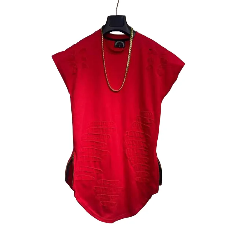 Новинка 2020 мужские рубашки с изогнутым подолом модная разрушенная удлиненная