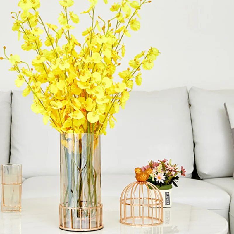 

American Glass Metal Vase Decoration Accessories Bedroom Living Room Decoration Luxury Golden Large Vase Modern Home Decor Gifts