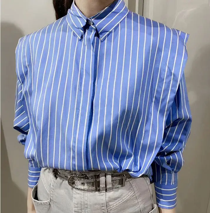 

Women Shirt 2020 Autumn and Winter New Striped Long-sleeved Shirt