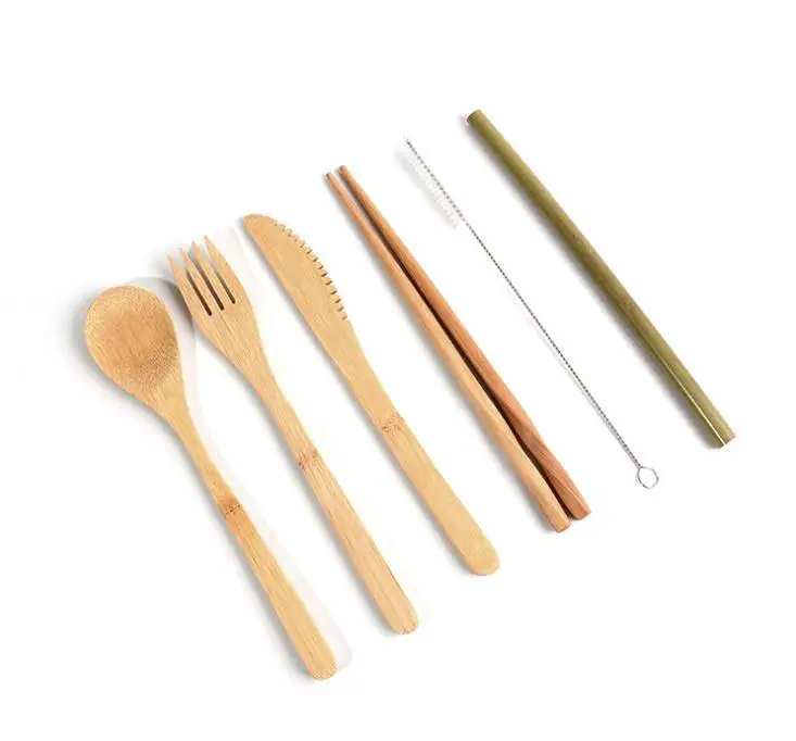 spesifikasi 100Set Bambu Sendok Garpu Set Dapat Digunakan Kembali Piknik Outdoor Sendok Garpu Set Perjalanan Peralatan Jerami Sendok Pisau Garpu Sendok Brush Wholesale