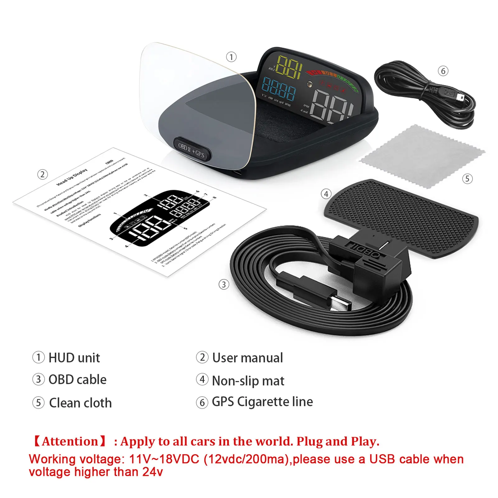 

Car Head Up Display HD Universal Monitor Headup Display Smart Car Windscreen Speed Projector Compatiabl