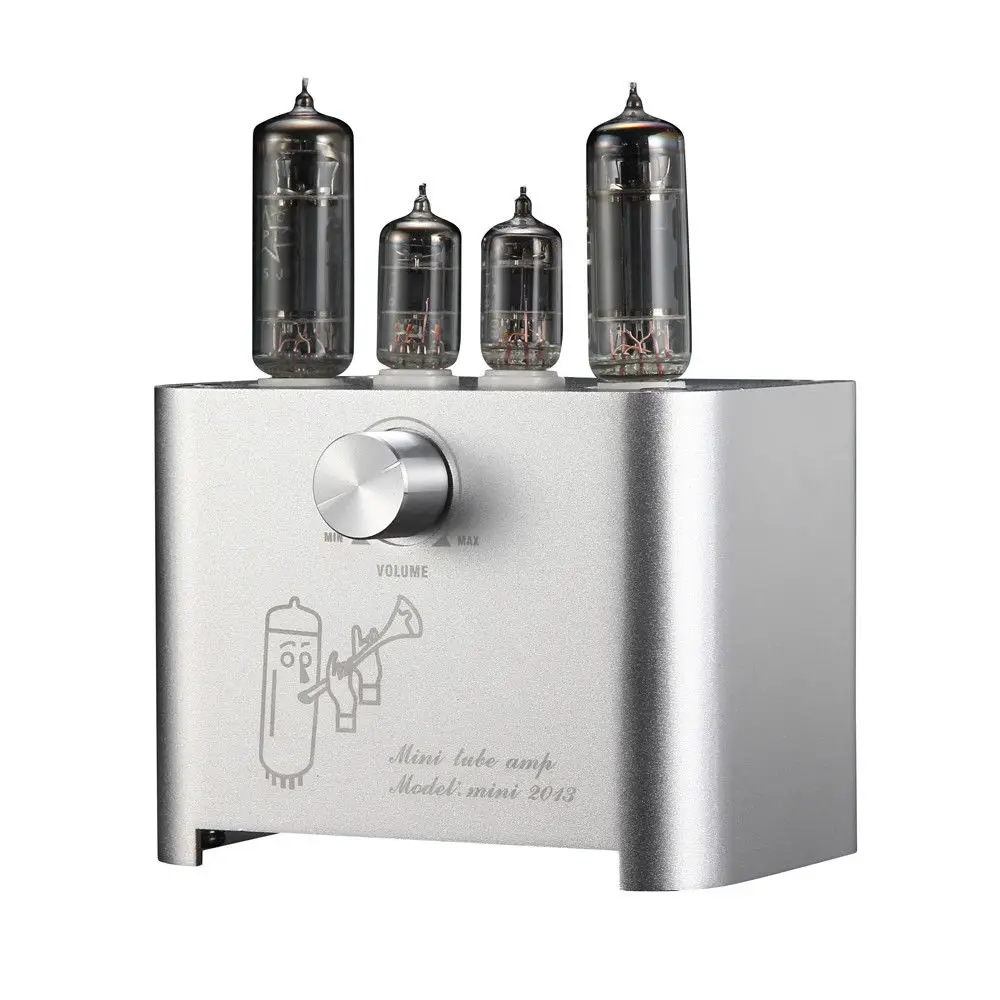Серебристый Nobsound APPJ Mini 6J1+ 6P1 вакуумный ламповый усилитель стерео HiFi Настольный усилитель мощности 3 Вт* 2 - Цвет: Серебристый
