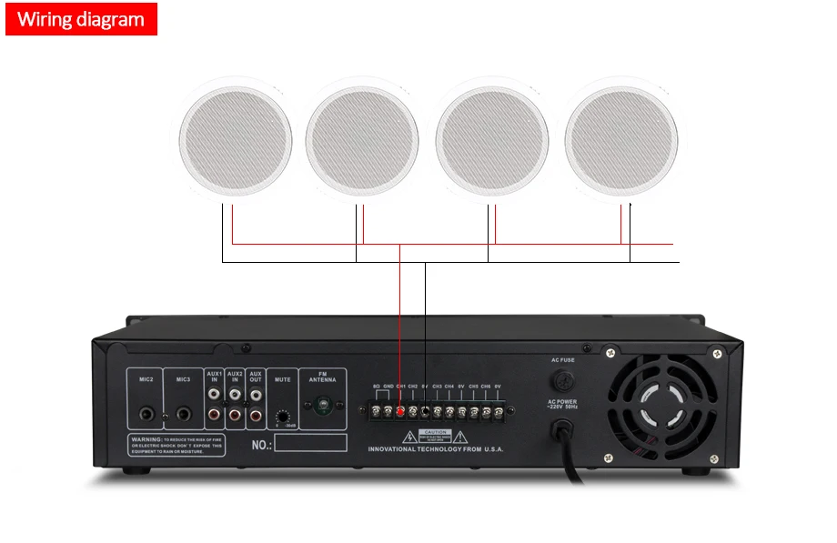 Oupushi MP-2180DU усилитель вещания аудио 6 зон Независимый регулятор громкости 180 Вт с Bluetooth/MP3/USB