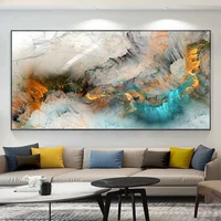 abstract light gray gold blue colorful cloud posters and prints canvas painting print wall art for living room home decor