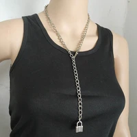 handmade punk rock men women lock pendant choker unisex cool gothic necklace padlock pendant chain collar