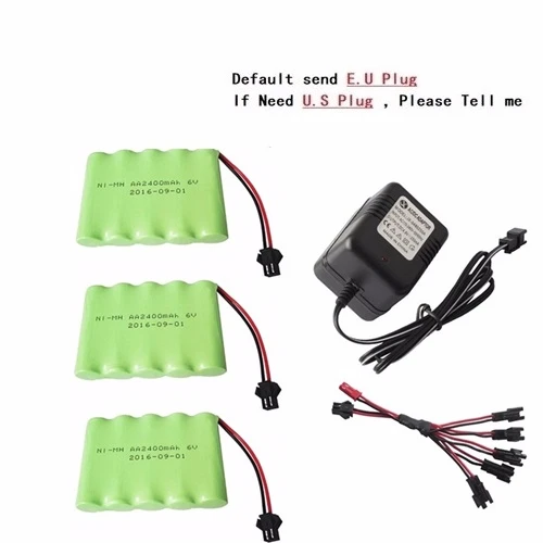 Pinkish Grey SM Plug) Ni-MH 6v 2400mah батарея+ USB зарядное устройство для Rc игрушки автомобили танки грузовики роботы лодки пистолеты AA 6v перезаряжаемый аккумулятор - Цвет: Pinkish Grey