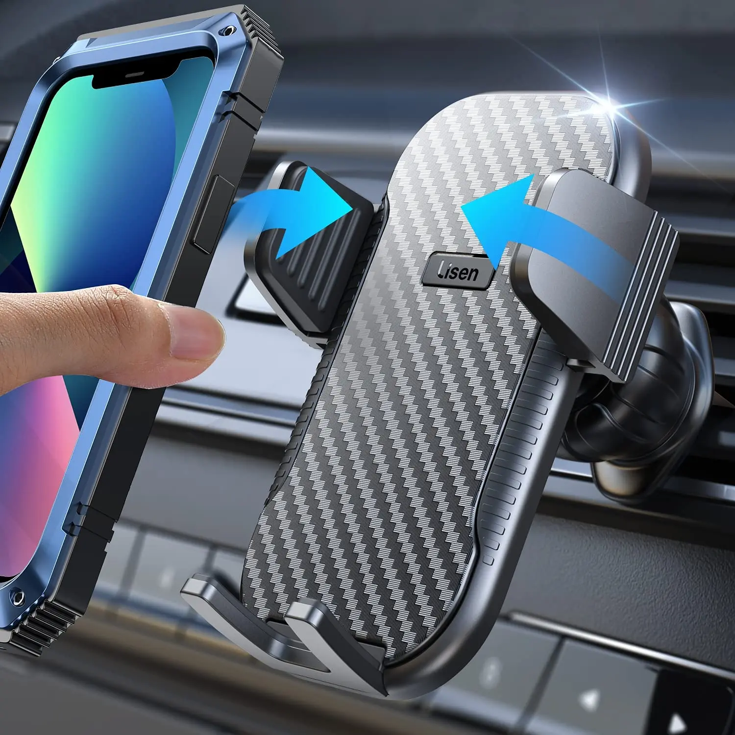 

LISEN Car Phone Holder Mount, [Upgrade Never Slip & Droop] Phone Mount for Car [Won't Break Vent] Universal Car Cell Phone