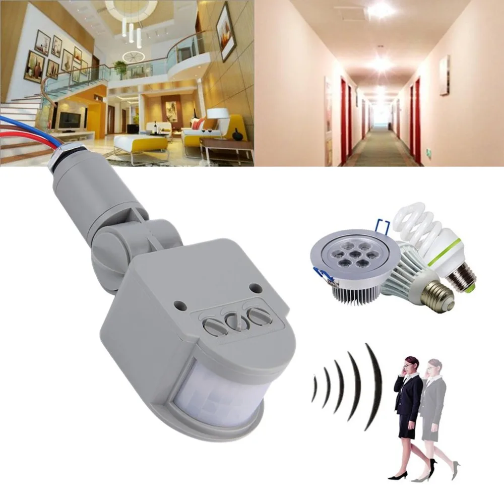 

Motion Sensor 220V 12V Motion Detector Automatic Infrared PIR Sensor 220V 180 Degree Rotating Outdoor Timer Light Switch