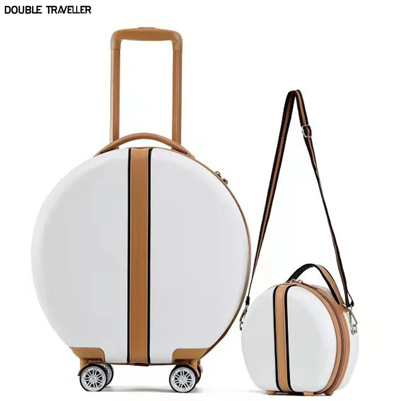 Travel suitcase on wheels,rounded trolley luggage,fashion luggage set,high quality trolley luggage case,Women rolling luggage