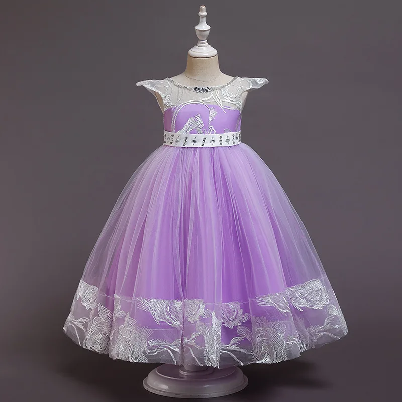 New children's new year's dress fluffy princess long lace piano performance girl's show Christmas | Детская одежда и