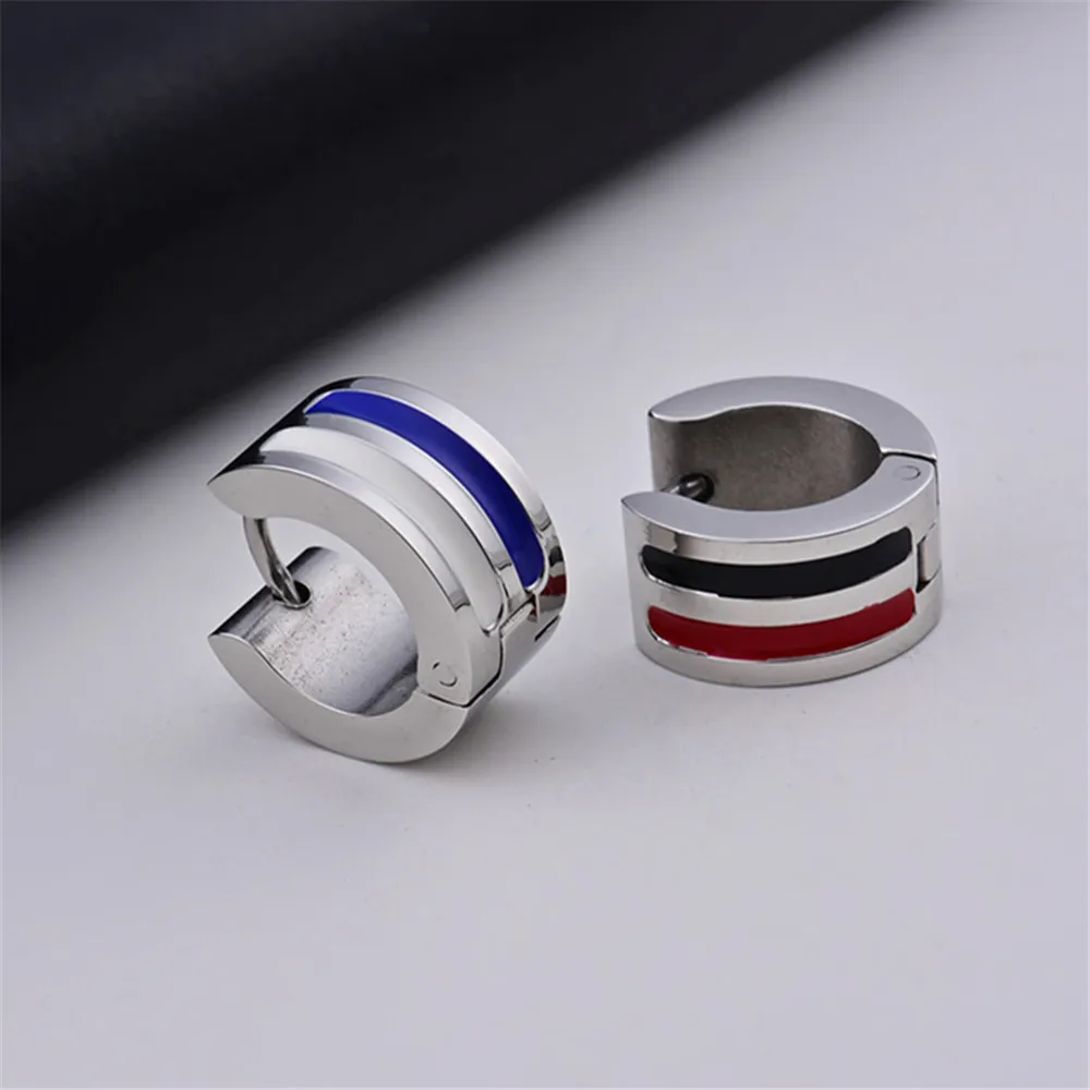 Серьги кольца унисекс из нержавеющей стали белые синие красные черные