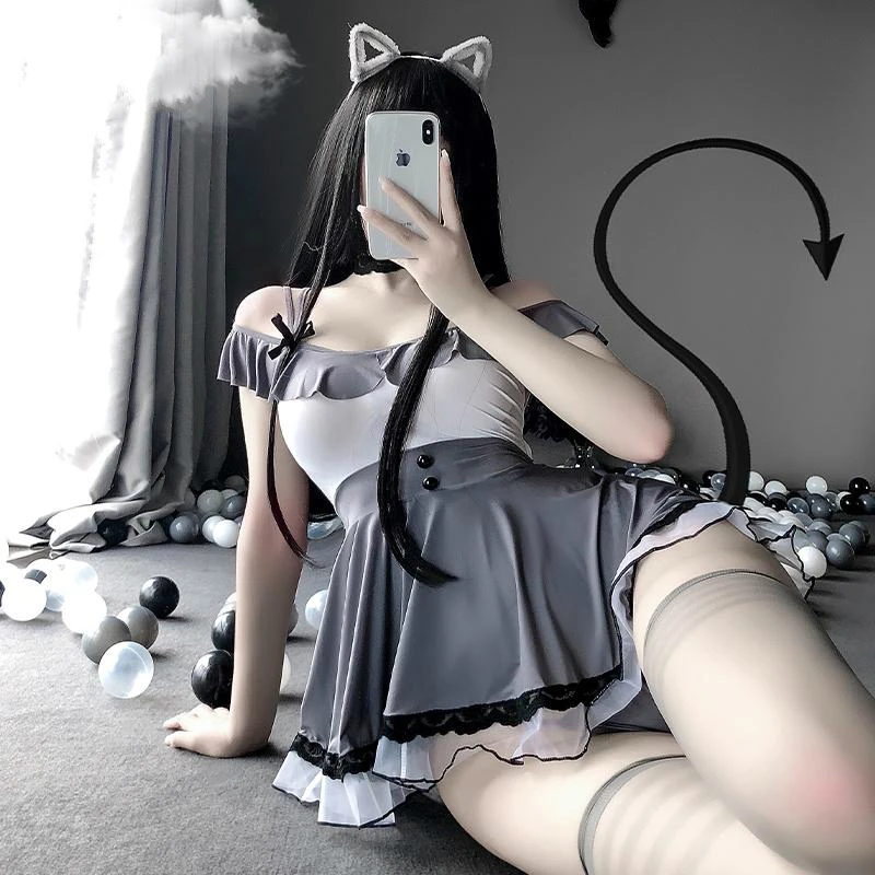 Новинка лидер продаж женские наряды для косплея служанки в стиле аниме с чулками