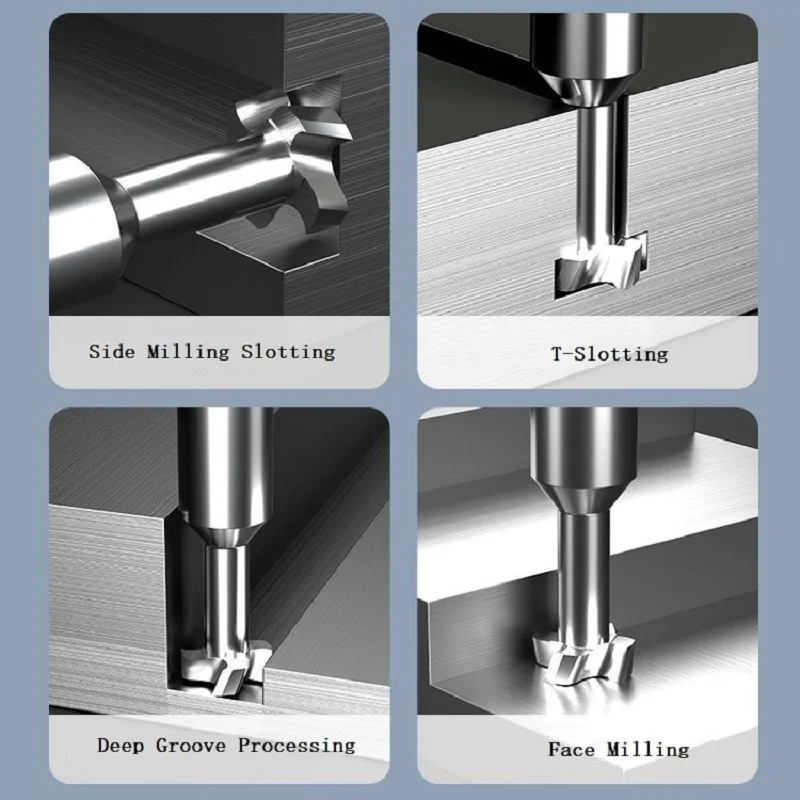 

HUHAO 30 Helix Angle Aluminum Endmill T Type Grooving Milling Cutter Carbide Alloy Tungsten Steel Slotting Router Bits CNC Tool