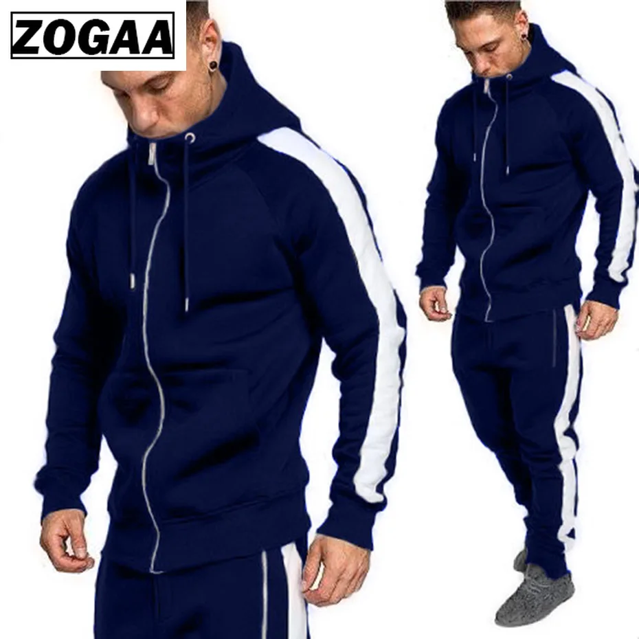 ZOGAA 2019 мужские спортивные костюмы верхняя одежда толстовки на молнии наборы