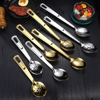 stainless steel household serving spoon tableware long handle soup ice cream ladle spoons colander kitchen cooking utensils