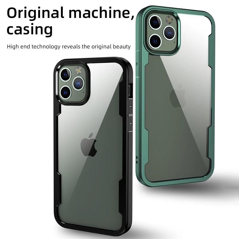 

Luxury Shockproof Camera Lens Protection Armor PC Mobile Phone Case For iPhone 12 Pro Max Mini Cellphone Back Cover Coque Fundas