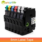 Markurlife, 6 мм, совместимая со стандартной ламинированной лентой для этикеток, tz211, tze211, черно-белая лента для этикеток, стандартная для принтера этикеток