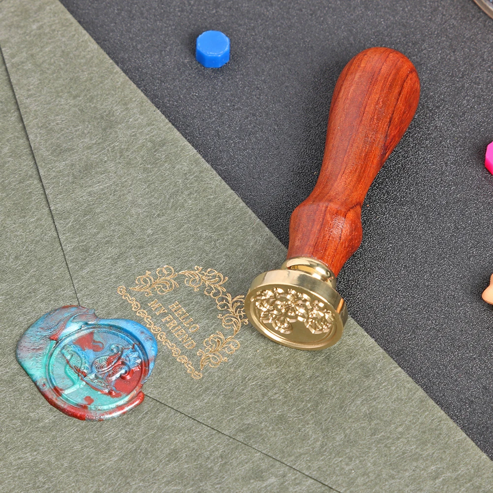 Сургучная печать в стиле ретро декоративная деревянная ручка виде цветка