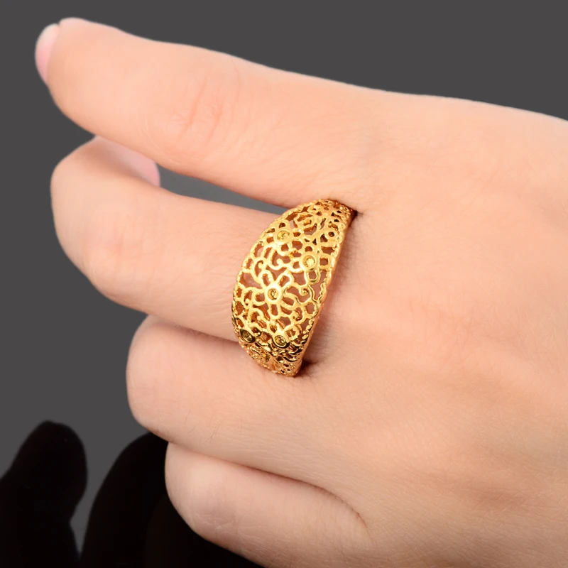 Новинка 2018 кольца на палец из желтого золота Коктейльные для женщин ювелирные