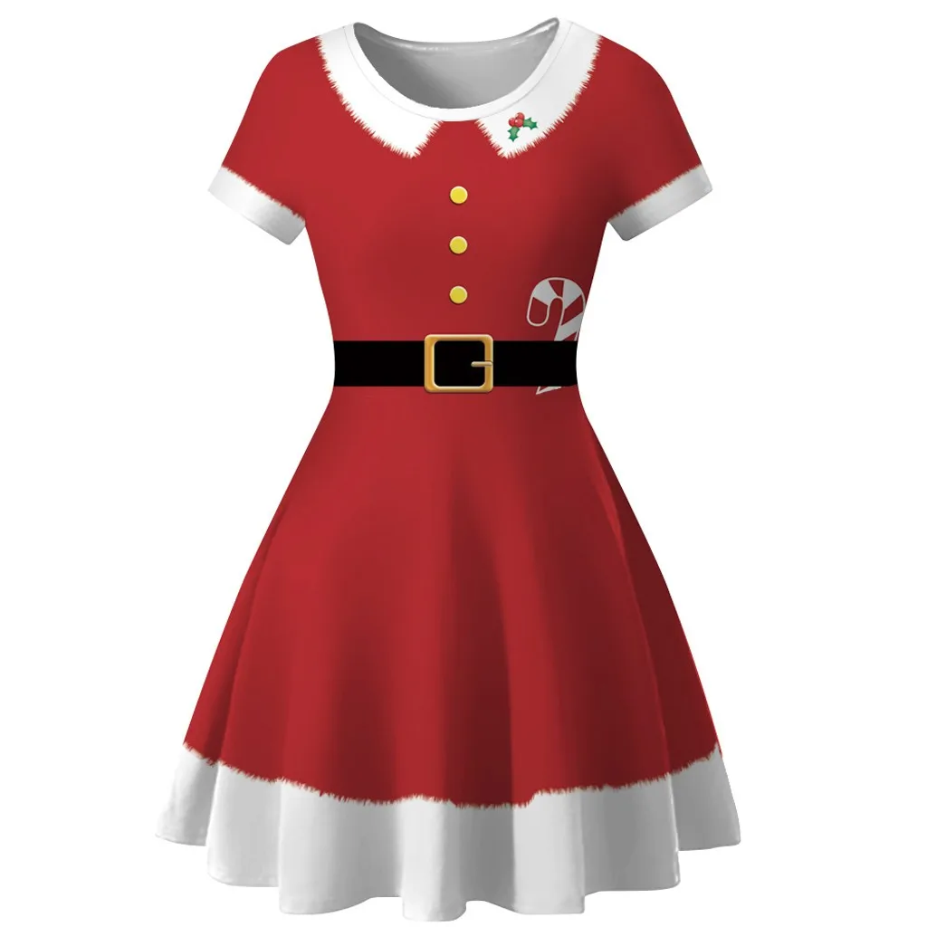 HSU 2019 горячая Распродажа женское рождественское красное платье с принтом