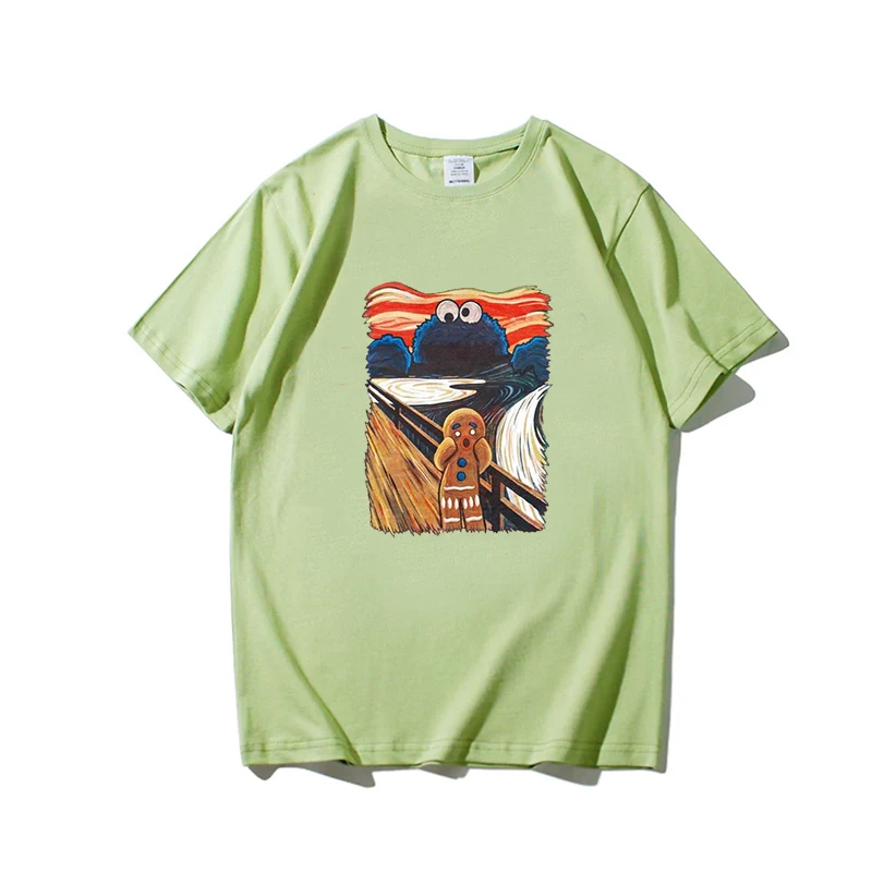 funny paint green Графическая женская футболка, футболки, эстетическая одежда ulzzang, Корейская одежда для женщин, мультяшный аниме, забавный стиль, женская футболка - Цвет: funny paint green