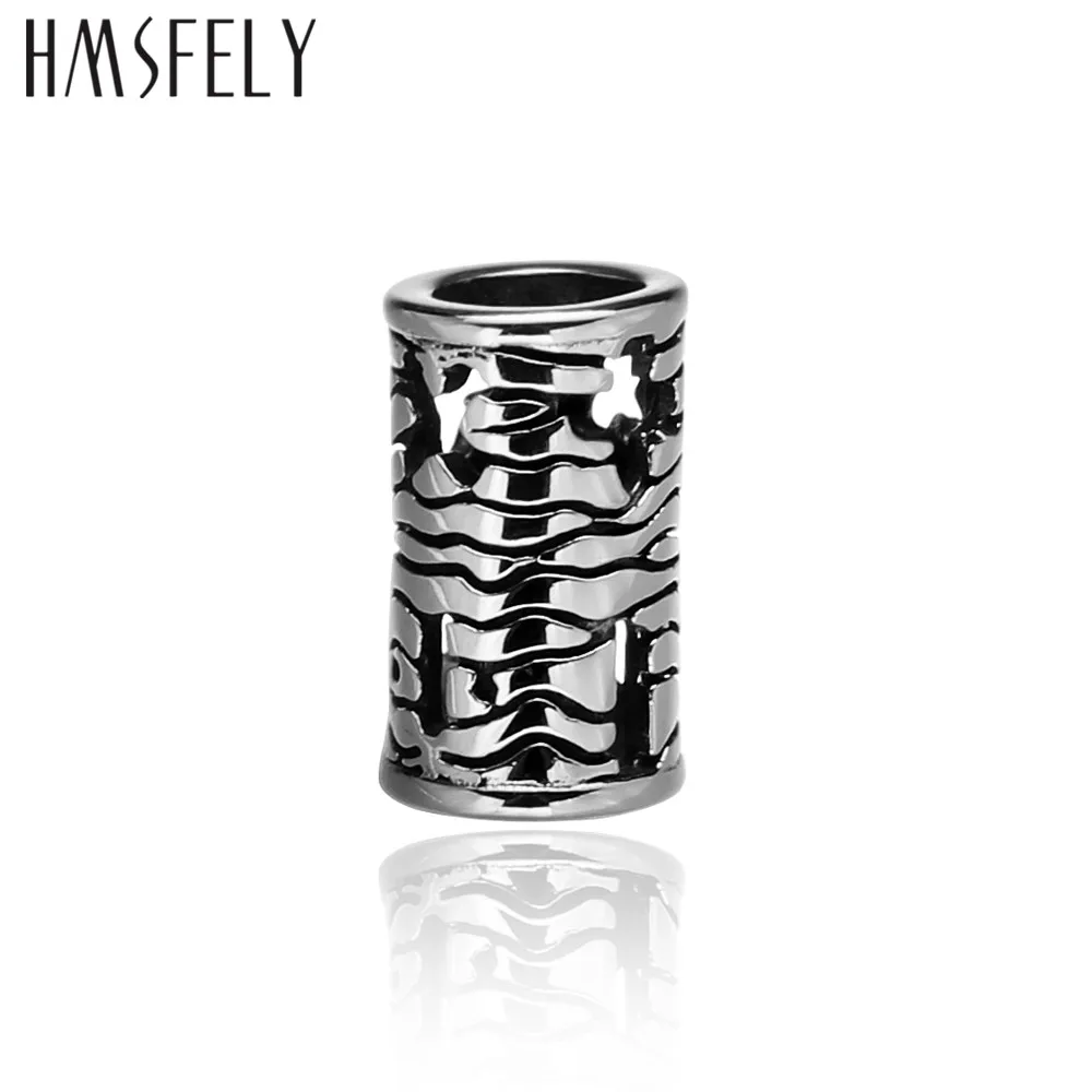 HMSFELY 316l нержавеющая сталь знак плюс минус бусины аксессуары для DIY кожаного браслета ювелирных изделий 8 мм большое отверстие трубка бусина