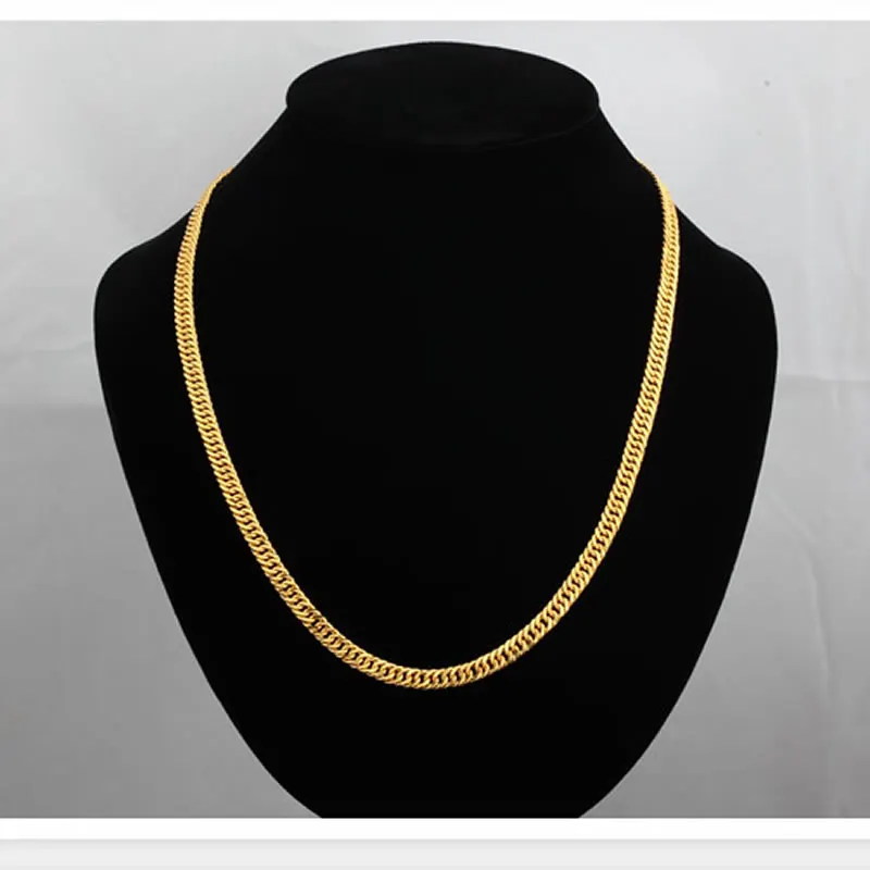 

Ожерелье из чистого 24-каратного желтого золота «конский хлыст»/роскошное превосходное ожерелье из 999 золота