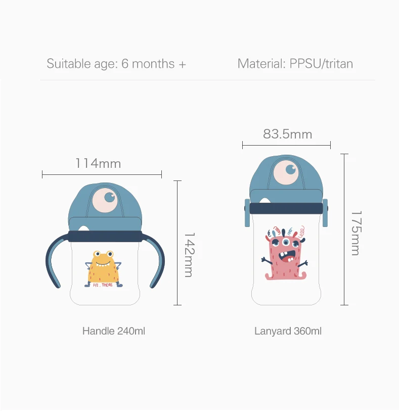 Babycare/Детская Бутылочка для питья PPSU, противопадающая, детская соломенная бутылочка с ручкой для кормления младенцев